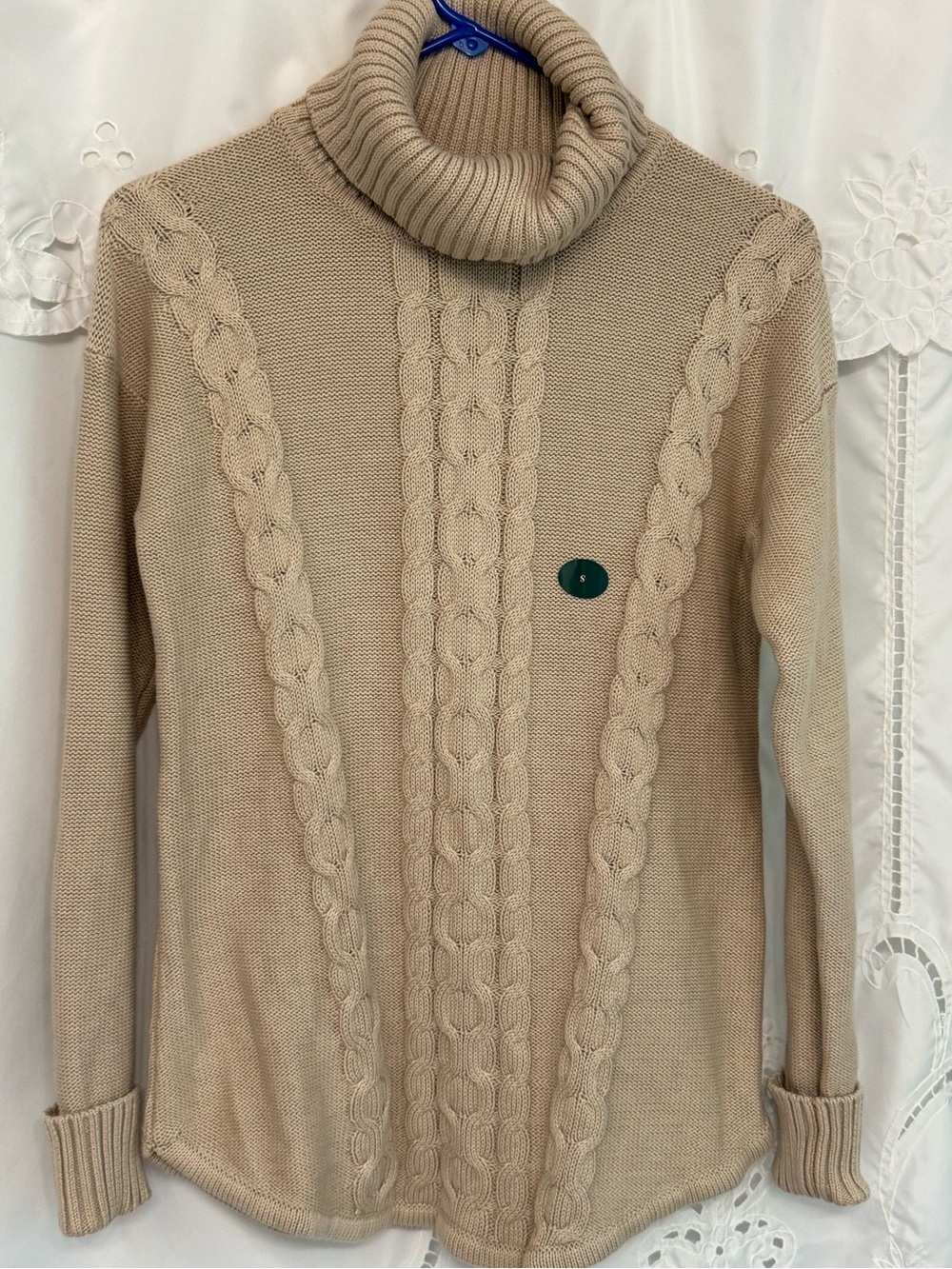 L.L. Bean soft cotton cable turtleneck sweater
